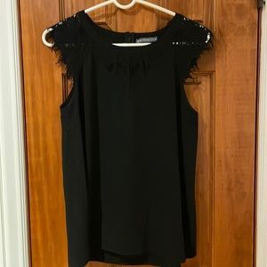 Brixon Ivy black lace short sleeve blouse.